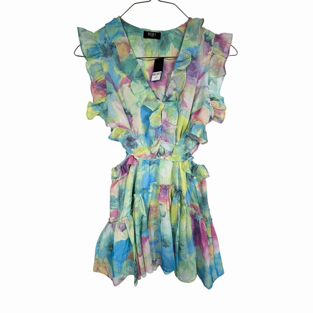 Reset Pastel Side Cut Out Ruffle Dress Size Medium